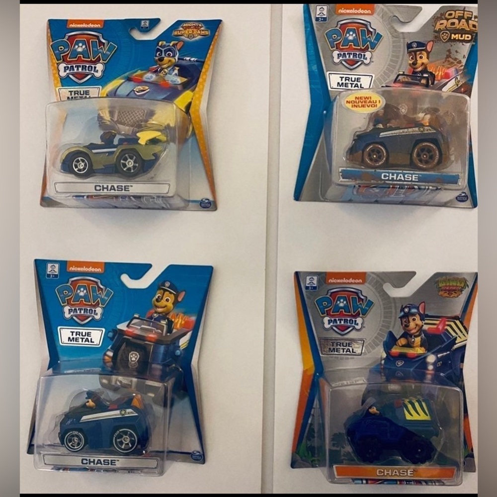 Paw Patrol True Metal Chase-4 Different Vehicles NEW Off Road Mud Dino Super